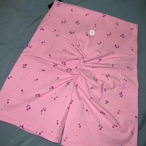 Cherry print workout shorts with butt scrunch